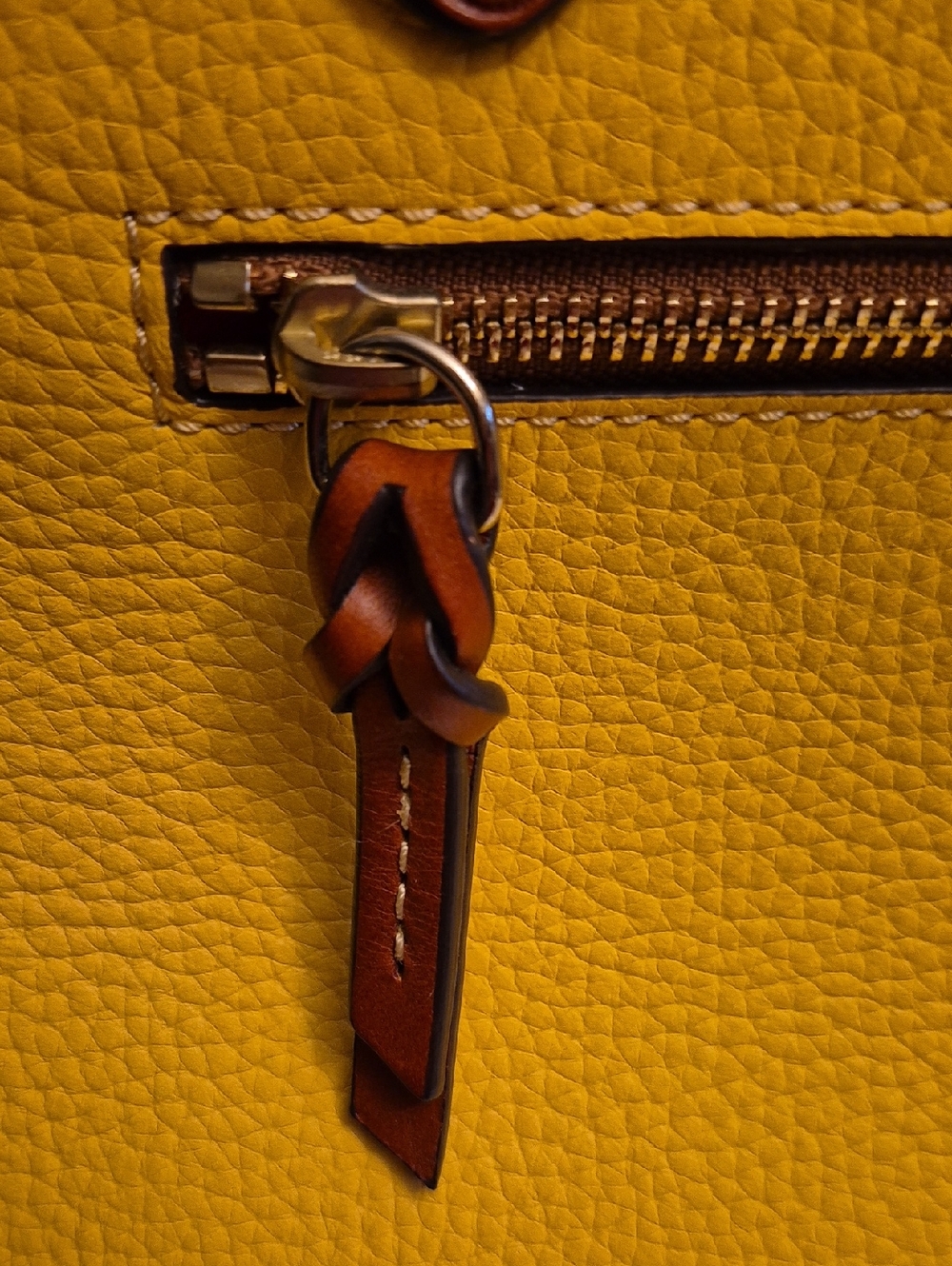 Dooney & Bourke Yellow and Brown Pebbled Leather Satchel (Dustbag Included) - Picture 14 of 14